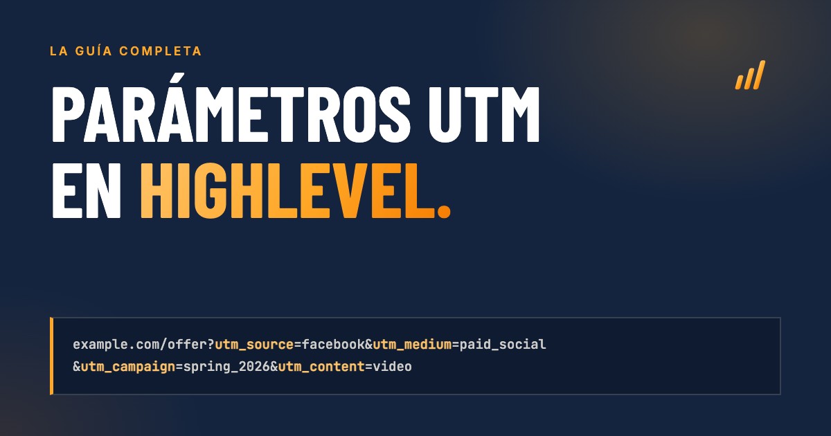 Parámetros UTM en HighLevel: un enlace etiquetado que llega al registro de un contacto en el CRM