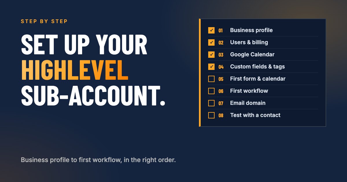 How to set up a HighLevel sub-account: a checklist from business profile to first workflow