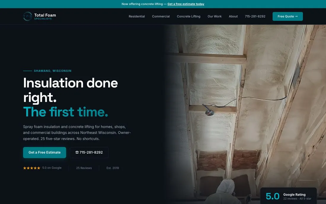 Total Foam Specialists website